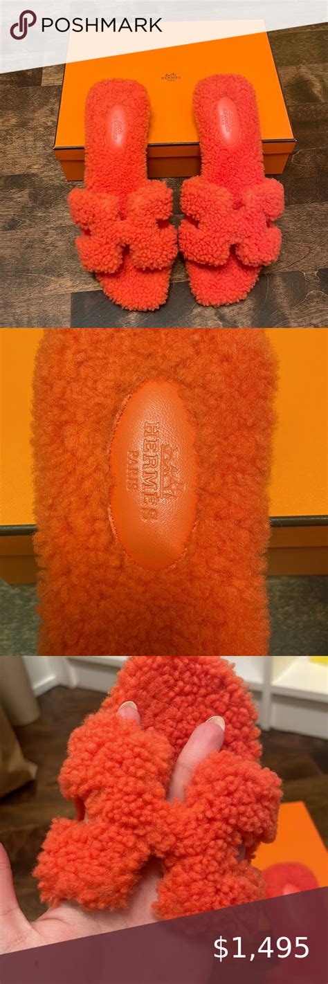 hermes fuzzy sandals|Hermes ladies sandals.